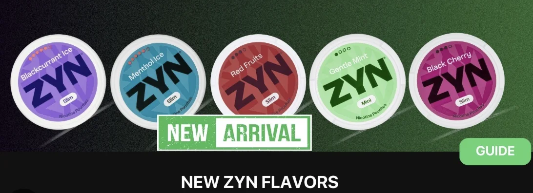 Assortment of new ZYN nicotine pouches including Cool Mint, Spearmint, and Black Cherry ZYN