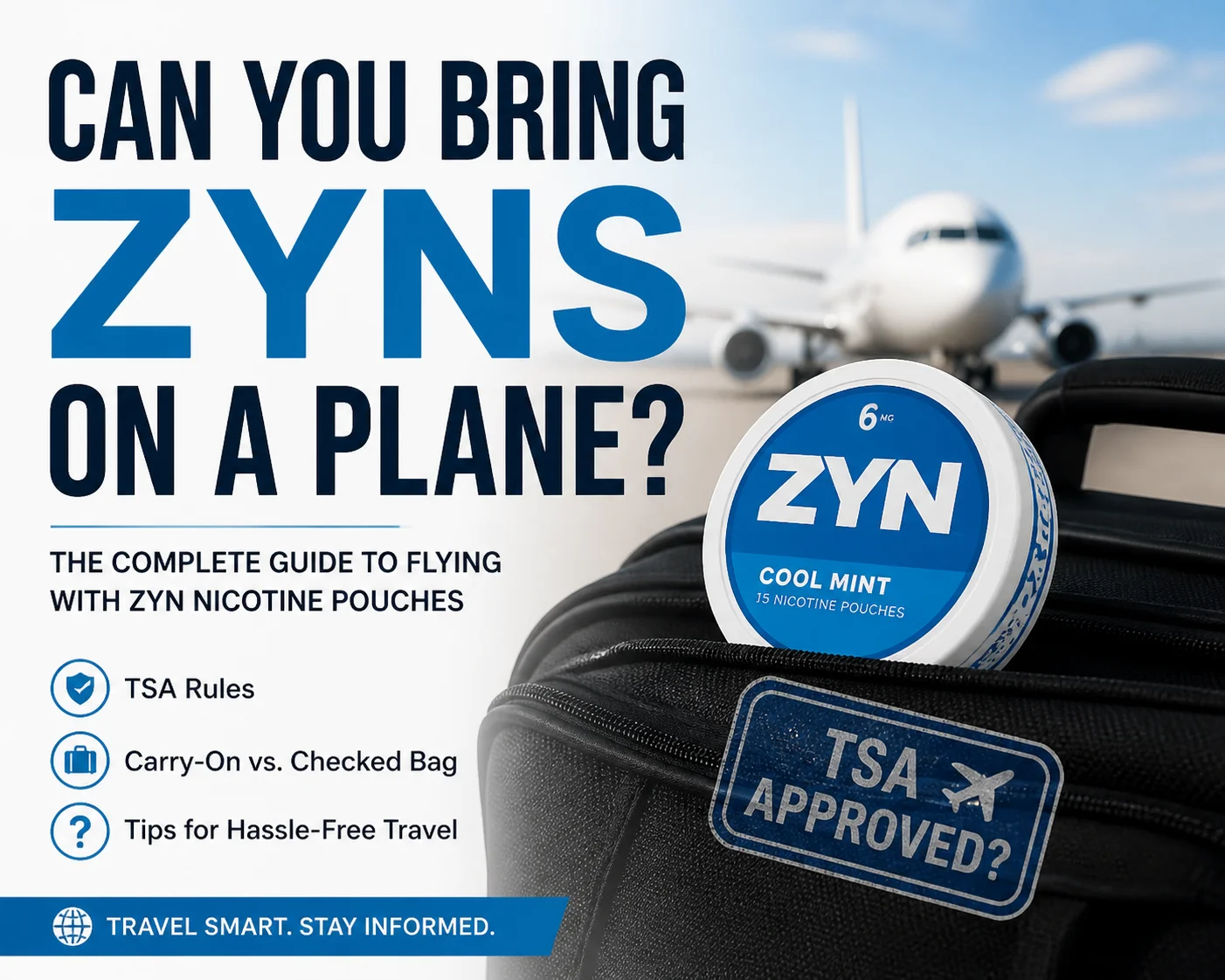 Traveler holding Zyn nicotine pouches at airport security