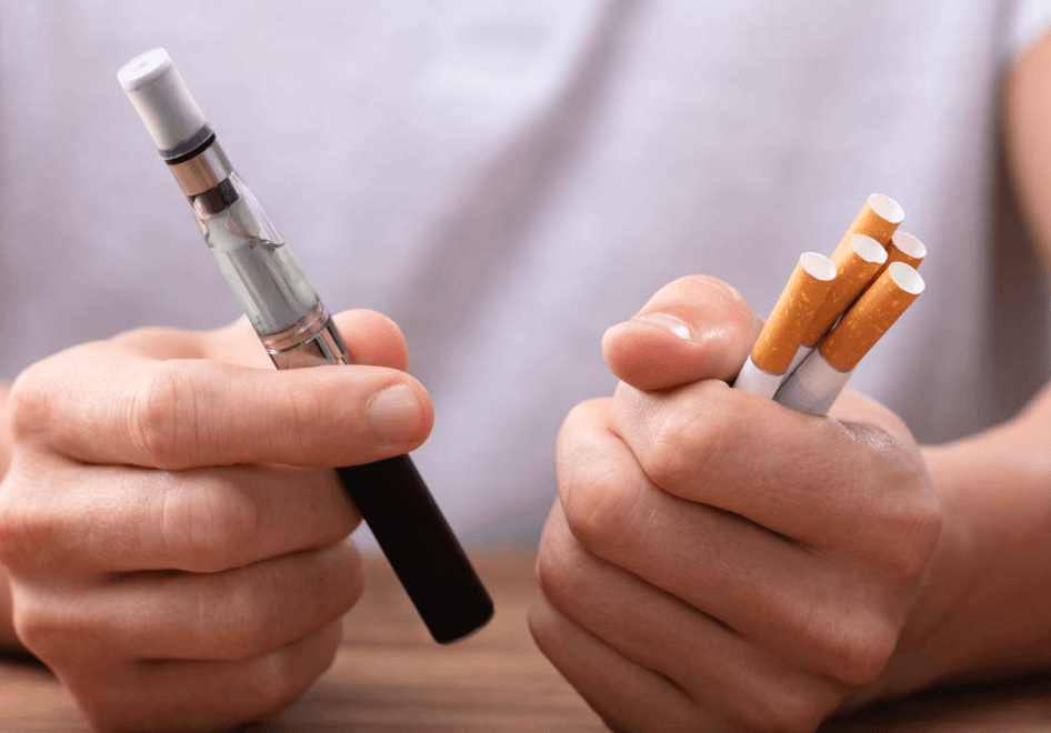 Vape device vs cigarette packs